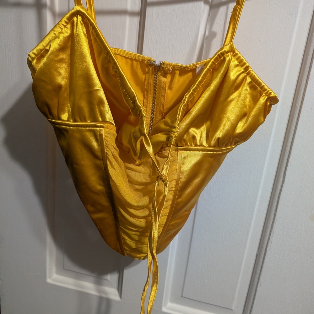 Elegant Yellow Satin Chemise